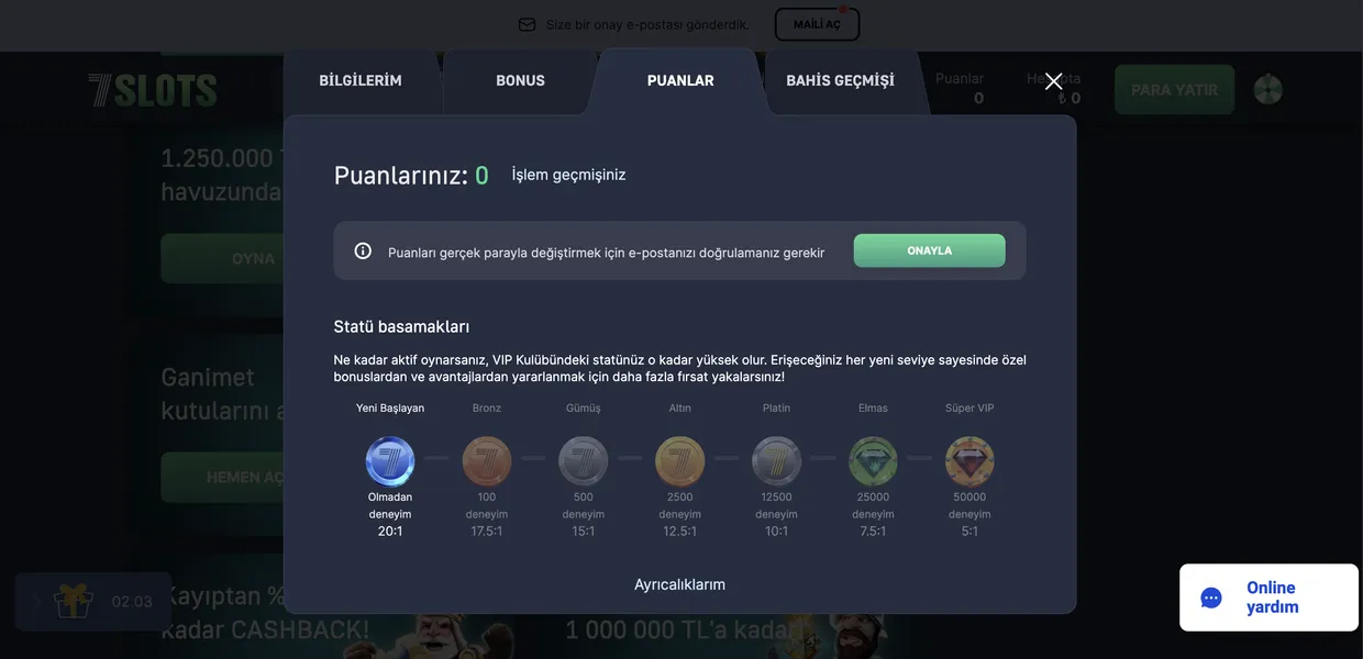 Slots7 aktif kullanıcıları için tüm hediyeler ve sadakat sistemi